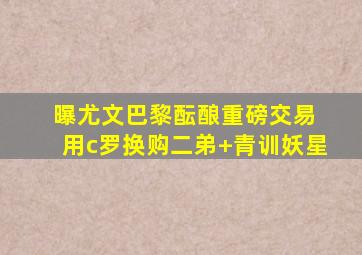 曝尤文巴黎酝酿重磅交易 用c罗换购二弟+青训妖星